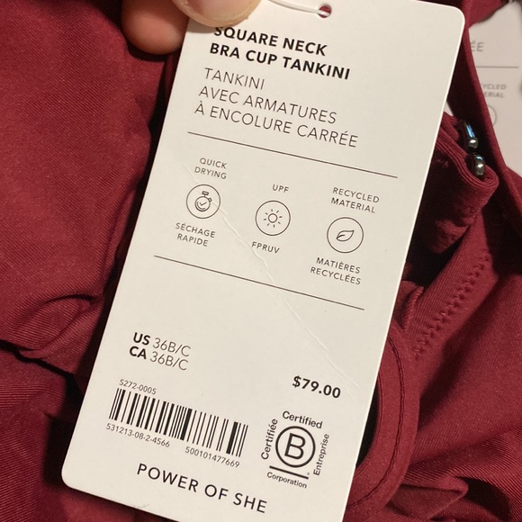 ❤️ Athleta Square Neck Bra Cup Tankini // CoffeeBerry - Picture 7 of 8